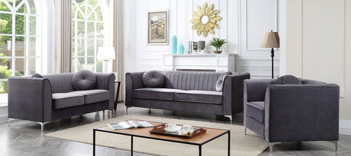 Glory Furniture Delray Gray Velvet Microsuede 3pc Living Room Set