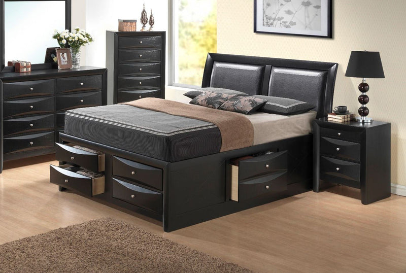 Glory Furniture Marilla Silver Champagne Faux Leather Twin Storage Bed