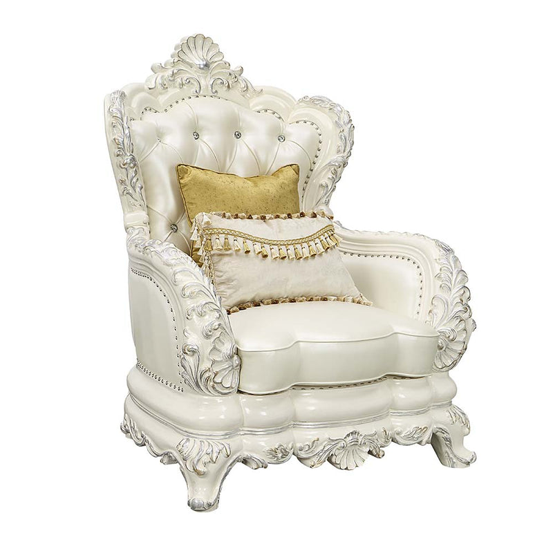 Acme Furniture Adara Pearl Antique White 3pc Living Room Set