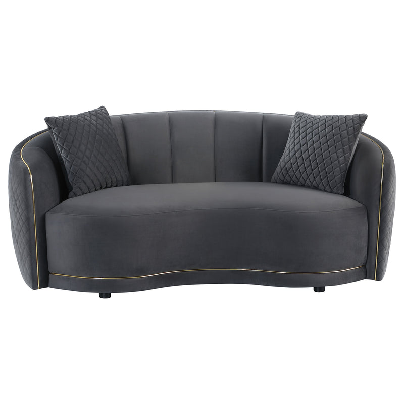 Coaster Furniture Brookside Dark Grey Velvet Curved Loveseat