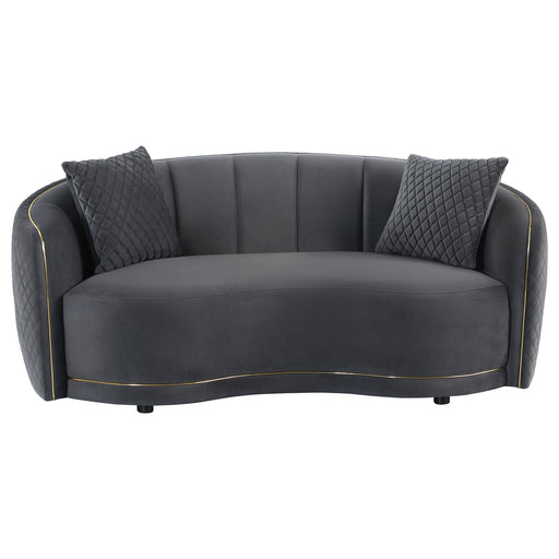 Coaster Furniture Brookside Dark Grey Velvet Curved Loveseat