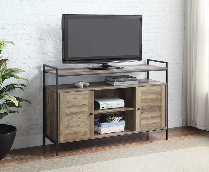 Acme Furniture Baina Rustic Oak Black TV Stand
