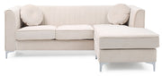 Glory Furniture Delray Ivory Velvet Microsuede Sofa Chaise