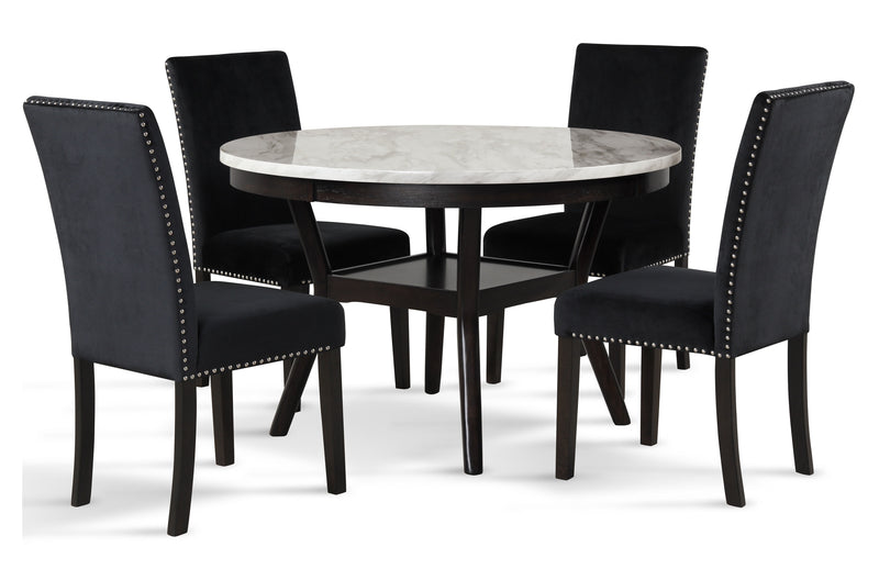 New Classic Furniture Celeste Black Gray 5pc Round Dining Room Set