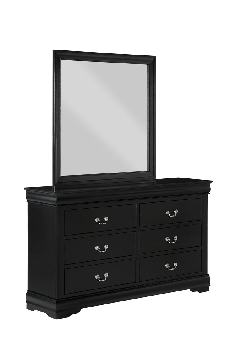 Crown Mark Louis Philip Black Wood Dresser And Mirror