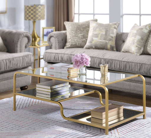 Acme Furniture Astrid Gold Mirrored 3pc Coffee Table Set