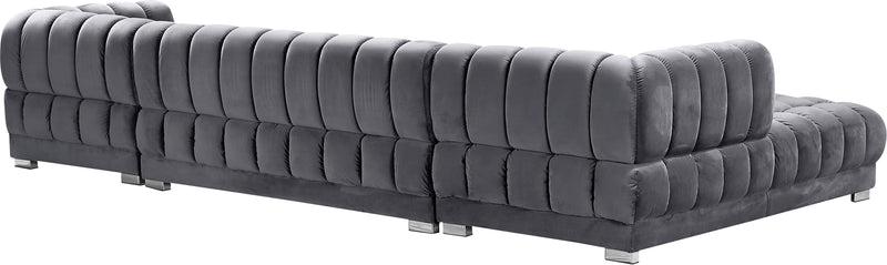Meridian Furniture Gwen Black Velvet 3pc Sectional