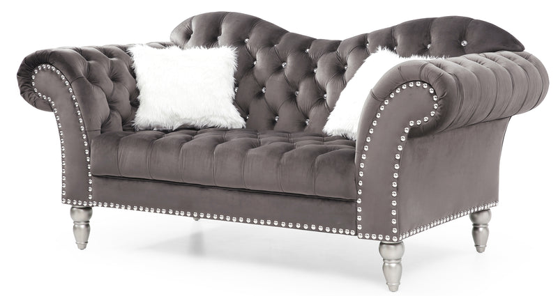 Glory Furniture Wilshire Dark Gray Velvet Loveseat