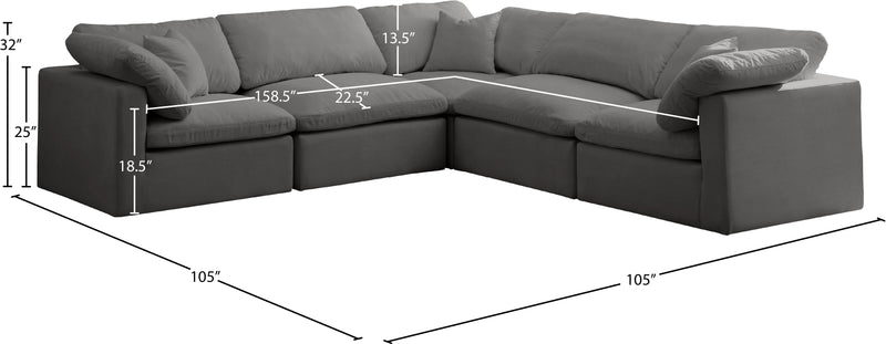 Meridian Furniture Plush Cream Modular 5pc Sectional