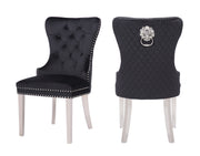 2 Galaxy Home Simba Black Dining Chairs with Stainless Steel Legs
