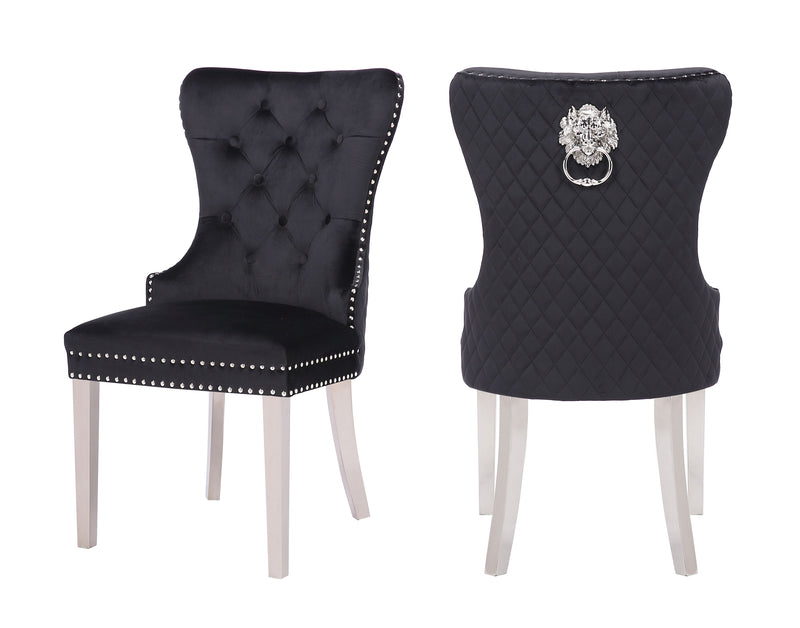 2 Galaxy Home Simba Black Dining Chairs with Stainless Steel Legs