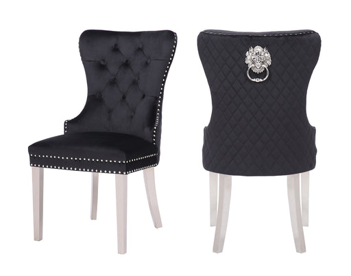 2 Galaxy Home Simba Black Dining Chairs with Stainless Steel Legs