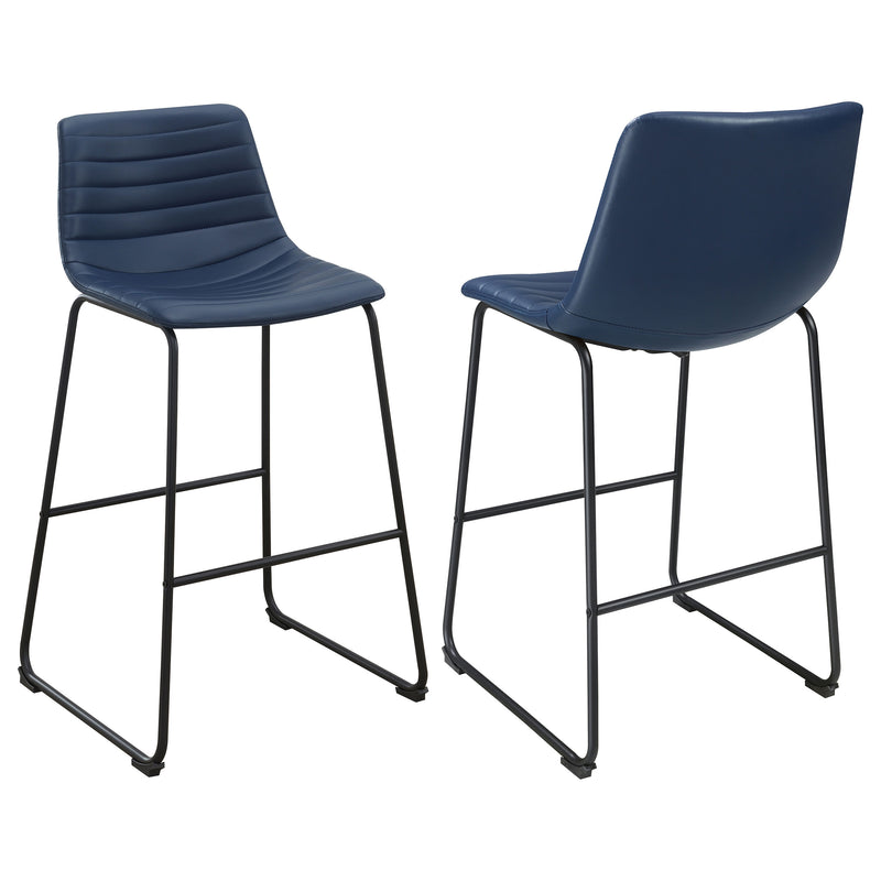 2 Coaster Furniture Zuni Blue Faux Leather Bar Chairs