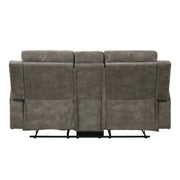 Home Elegance Muncie Brown Gray Double Reclining Love Seat with Console