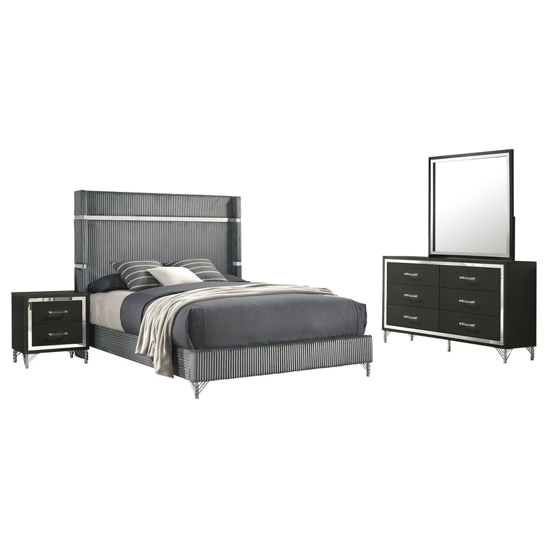 Coaster Furniture Lucia Grey Black 4pc Bedroom Set with Queen Bed