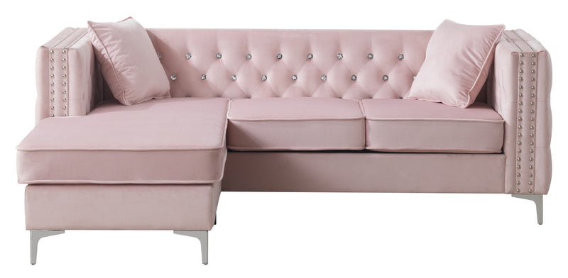 Glory Furniture Paige Gray Velvet Sofa Chaise