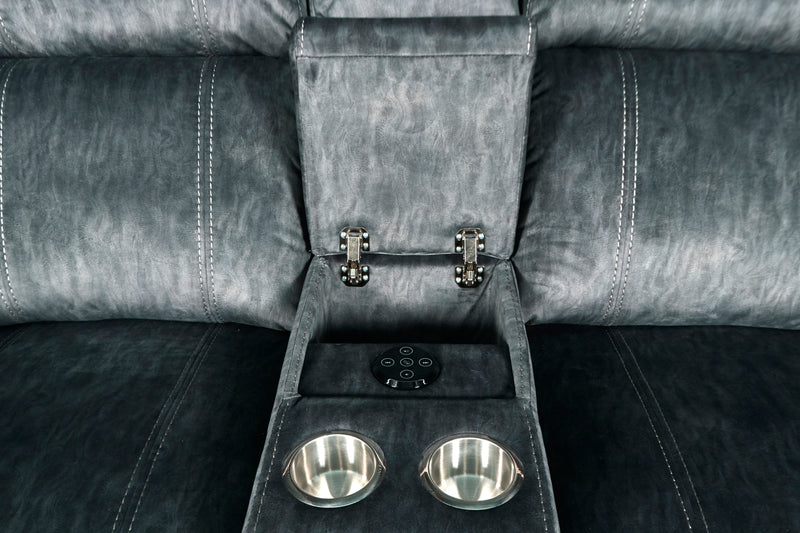 New Classic Furniture Tango Gray Power Footrest Console Loveseat with Speaker