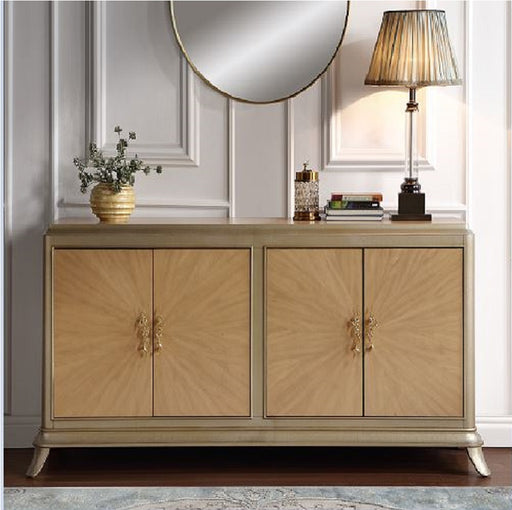 Acme Furniture Dodie Oak Taupe Champagne Console Cabinet