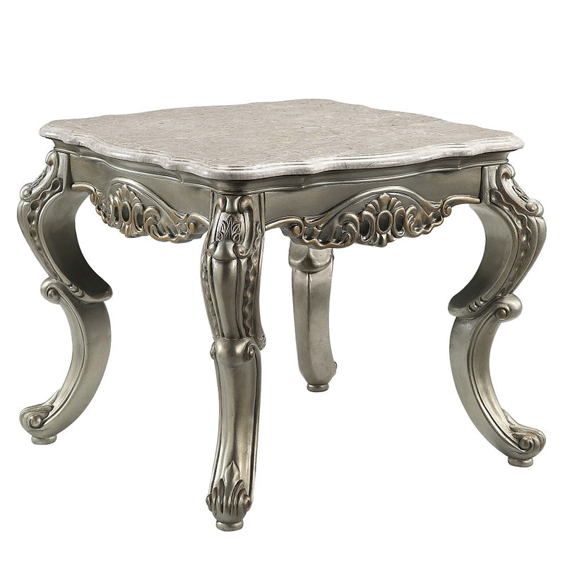Acme Furniture Miliani Antique Bronze End Table With Marble Top