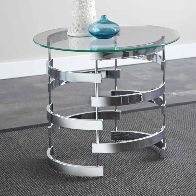 Steve Silver Tayside Chrome 3pc Coffee Table Set