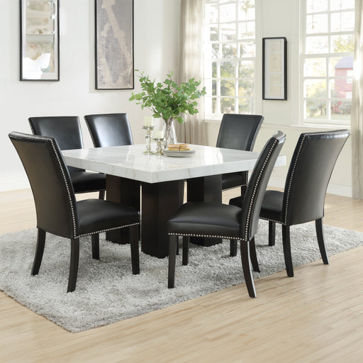 Steve Silver Camila White Black 7pc Square Dining Set