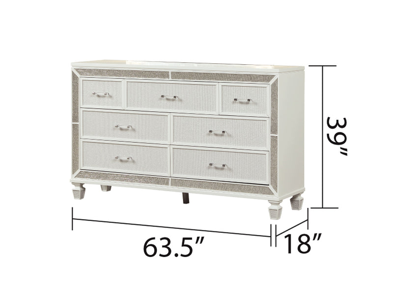 Galaxy Home Crystal White Dresser and Mirror