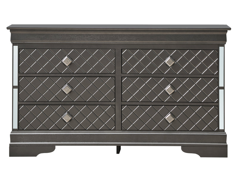 Glory Furniture Verona Sleek Silver Champagne Dresser And Mirror
