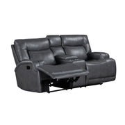 New Classic Furniture Titan Gray Console Loveseat with Dual Recliners