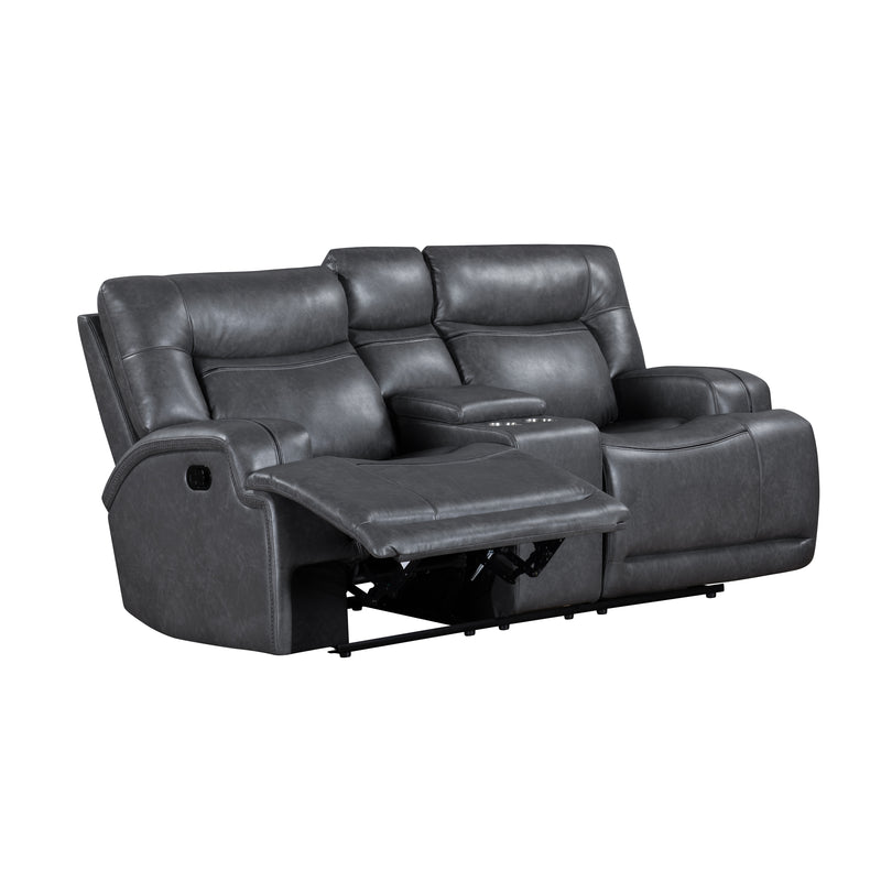 New Classic Furniture Titan Gray Console Loveseat with Dual Recliners
