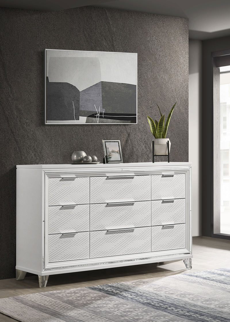 Coaster Furniture Marmore White 9 Drawer Dresser