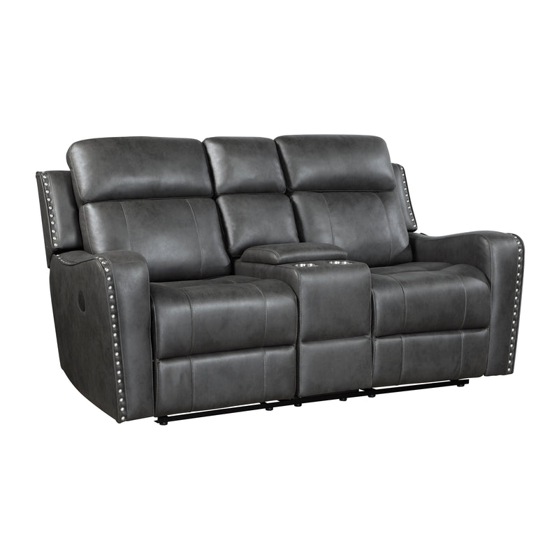 Home Elegance Kellen Dark Gray Power Double Reclining Love Seat with Console