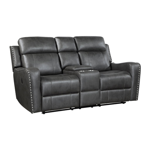 Home Elegance Kellen Dark Gray Power Double Reclining Love Seat with Console