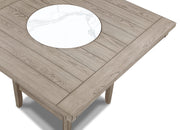 Crown Mark Fulton White Oak Counter Height Table With Marble Lazy Susan