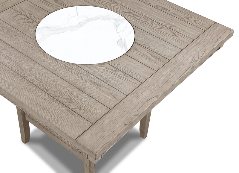 Crown Mark Fulton White Oak Counter Height Table With Marble Lazy Susan
