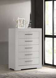 Coaster Furniture Ives Grey High Gloss 5 Drawer Chest
