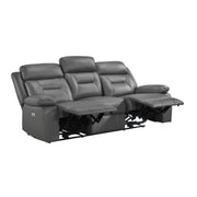 Home Elegance Laconia Gray Power Double Reclining Sofa