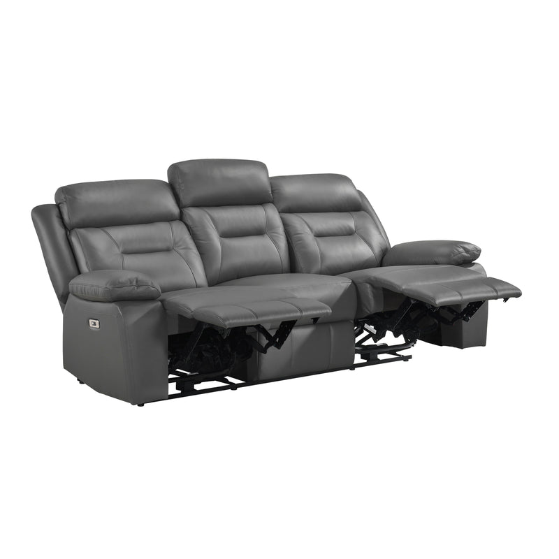Home Elegance Laconia Gray Power Double Reclining Sofa