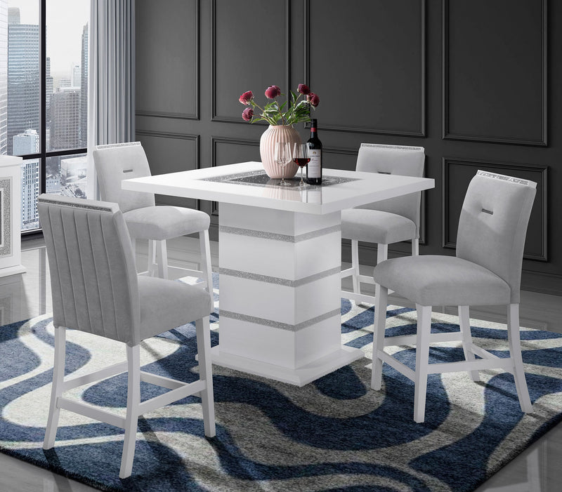 Global Furniture Monaco Grey White 5pc Bar Height Set