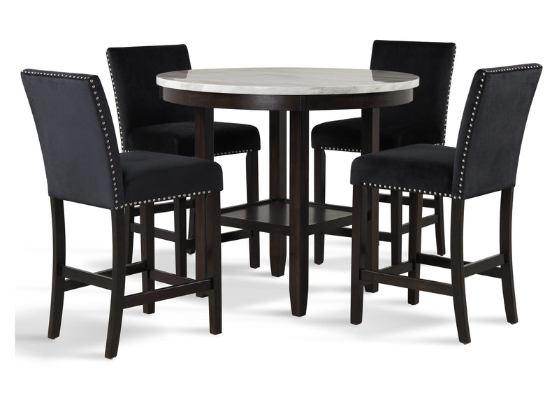 New Classic Furniture Celeste Black 5pc Round Counter Height Set