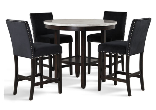 New Classic Furniture Celeste Black 5pc Round Counter Height Set