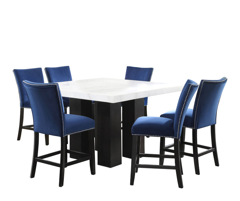 Steve Silver Camila White Blue 7pc Counter Height Set
