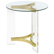 Coaster Furniture Janessa Clear Matte Brass 3pc Coffee Table Set