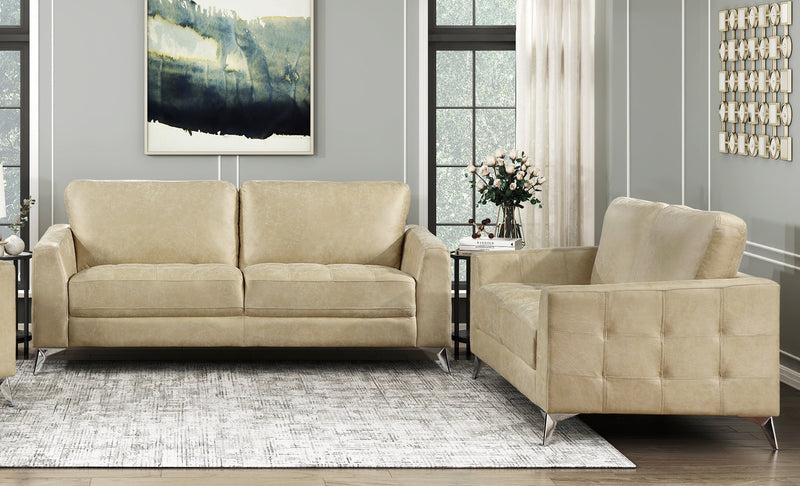 Home Elegance Cazon Brown Tan 2pc Living Room Set