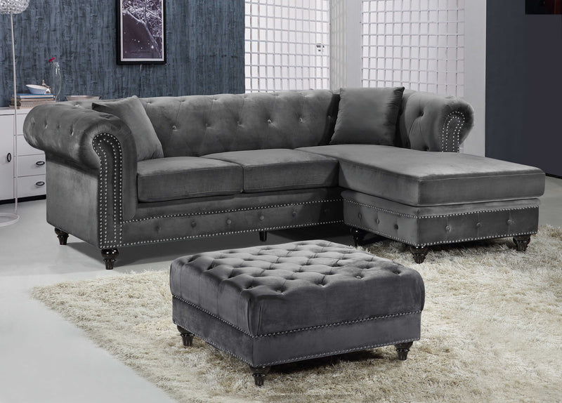 Meridian Furniture Sabrina Navy Velvet 2pc Reversible Sectional