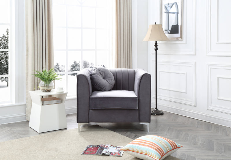 Glory Furniture Delray Gray Velvet Microsuede Chair