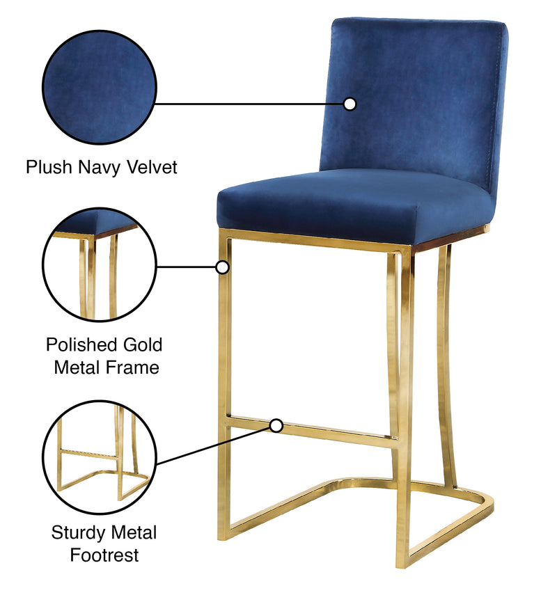 Meridian Furniture Heidi Cream Velvet Gold Counter Height Stool