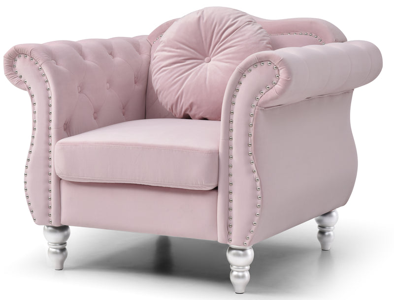 Glory Furniture Hollywood Pink Velvet Fabric Chair