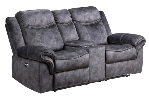 Global Furniture U2200 Granite Power Console Reclining Loveseat with Power Switch