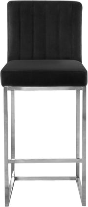 Meridian Furniture Giselle Black Velvet Chrome Counter Height Stool