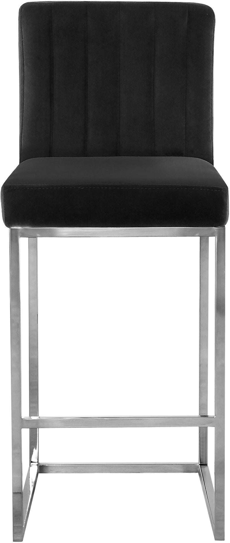Meridian Furniture Giselle Black Velvet Chrome Counter Height Stool